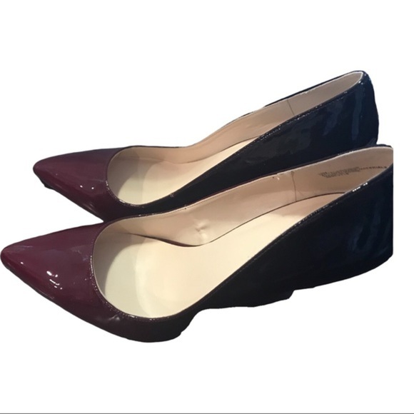 Nine West burgundy Ombre glossy Patent Leather stiletto‎ pump heels Size 10 new - Picture 9 of 12